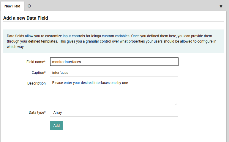 Define data field - Array