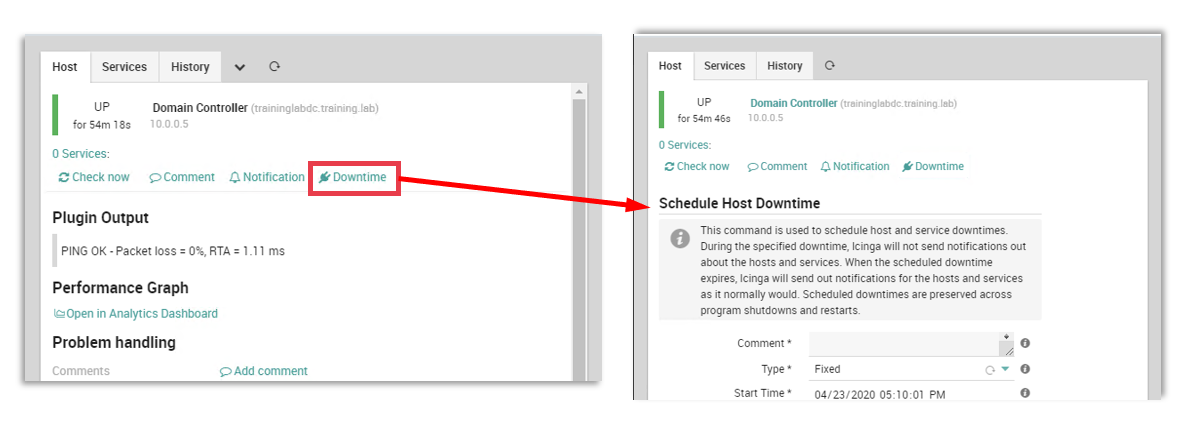 Adding a new scheduled downtime